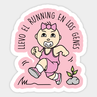 Llevo el running en los genes (versión niña). Sticker